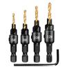 4Pcs 1/4inch Hex Shank Adjustable Countersink Drill Bit Set Replaceable Drill Bit Woodworking Countersink Drill Bit