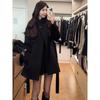Women's Black Woolen Coat - Autumn/Winter 2025 High-End Casual Slimming Korean Style