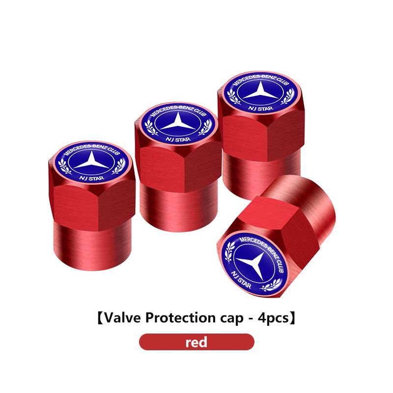 D64Pcs Car Wheel Tire Stem Valve Protection Cap Dustproof Cover For Mercedes Benz C180 C300 W124 W176 W177 C200 C260 GLC CLE CLA