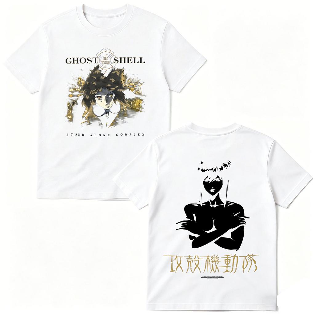2026 Hot Sale Japanese Anime Ghost in The Shell Motoko Kusanagi T Shirts Men Women Clothing High Quality Cotton Short Sleeve Oversized T-shirt Top