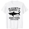 Quints Shark JAWS Amity Island 1975 Темно-синяя футболка Мужская одежда Повседневная базовая футболка Свободная Фитнес-футболка Футболки Топы