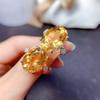 Yellow Citrine Imitation Diamond Ring - Women's Open Gem, Large Particle, Dazzling Design