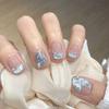 Чистый ручной работы фототерапевтический маникюр синий рыбий хвост накладные ногти готовый продукт многоразовый накладной ноготь для демонстрации белизны