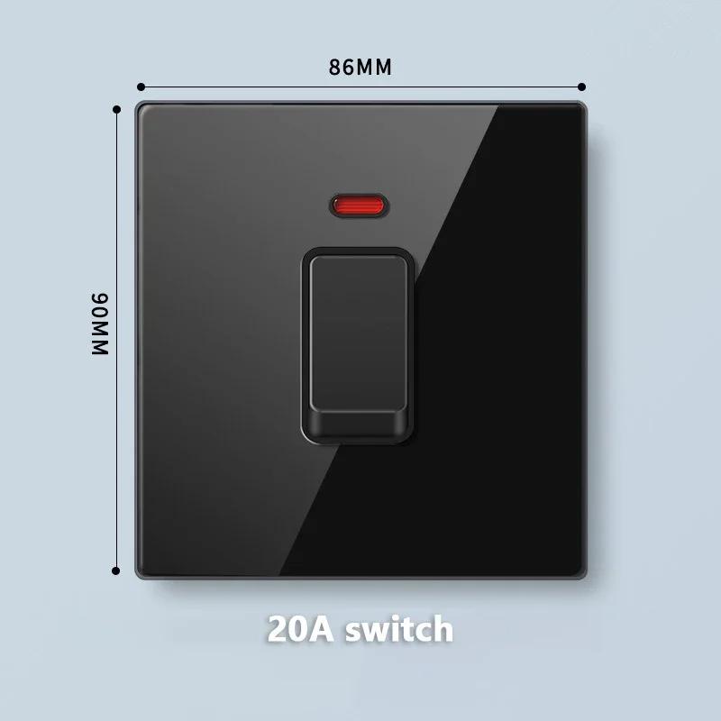 Стандарт Великобритании 20 Вт Type-C розетка для быстрой зарядки универсальный настенный выключатель света на 2 направления, черное закаленное стекло двойная 3-контактная USB розетка