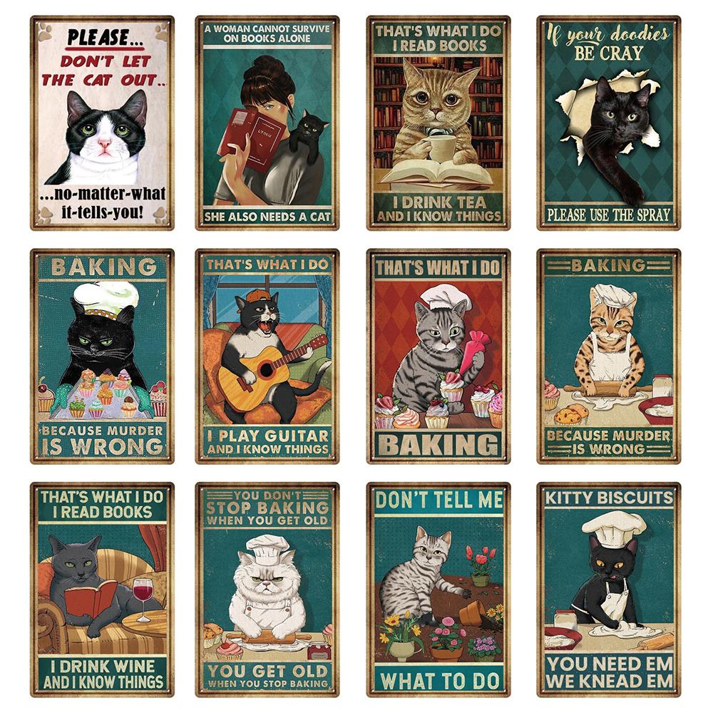 [ WellCraft ] Cat Reading Books Drink Wine  Pub Club Dercoration LTA-13222