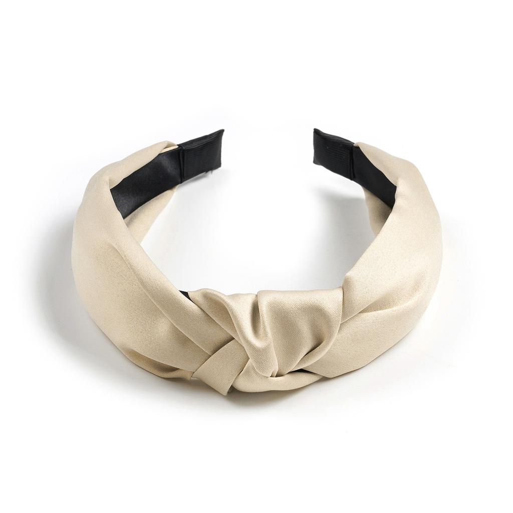 Popular Solid Color Satin Headband Simple Cross Knotted Headband Women'S Temperament Small Fresh Hair Accessories