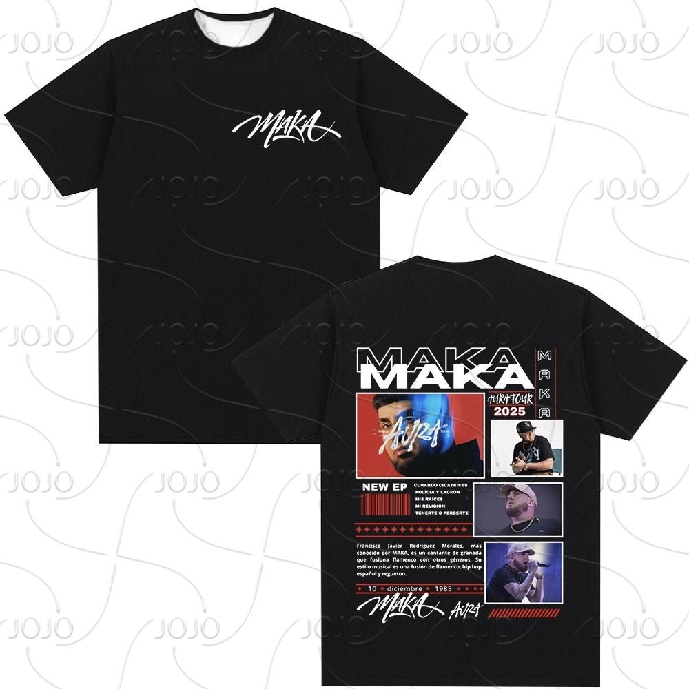 Rapper Maka Aura 2025 Tour Merch T Shirts Men Women Fashion Vintage Street T-shirt Casual Short Sleeve T Shirt Streetwear