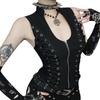 European and American new women's clothing fashion personalized small vest top dark gothic strap waist zipper vest
