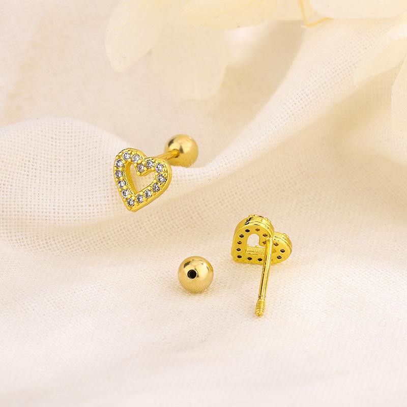 Silver Female Luxury Crystal Round Stud Earrings Vintage Wedding Jewelry White Zircon Stone Earrings New KTJ