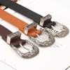Women Retro Belt Solid Color Faux Leather Waistband Adjustable Length Multi Holes Design Jeans Belt Costume Accessories