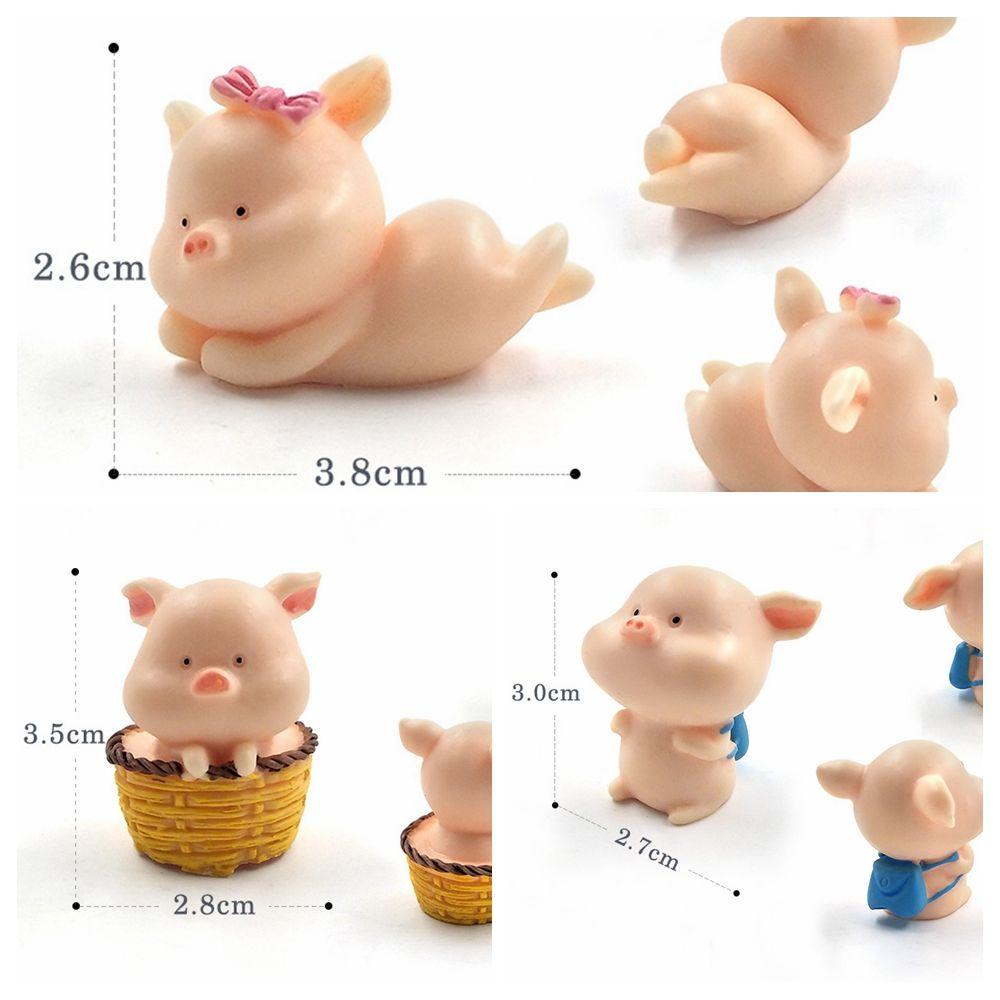 Cute Garden Home Decor Bonsai Decoration Figurine Micro Pig Family Resin Ornaments Miniature Model