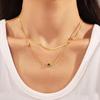 Retro European & American Three-Color Glass Stone Pendant Clavicle Chain In Layered Titanium, 18k Gold Plated Jewelry for Women