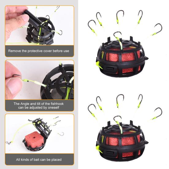 Рыболовный крючок с кормушкой, перевернутый, плавающий дизайн на 360 градусов, полное покрытие при поклевке
