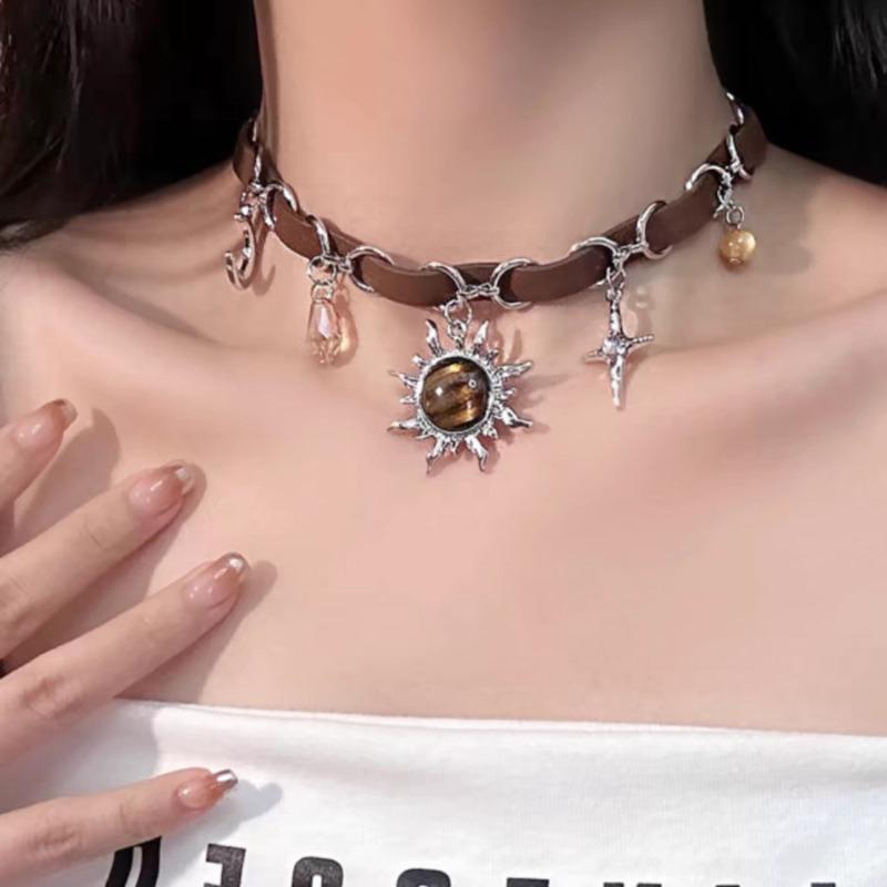 Maillard Sun Star Циркониевое Ожерелье Женская Легкая Роскошь Премиум Ретро Цепочка для Свитера Сладкий Прохладный Стиль Цепочка для Свитера Мода