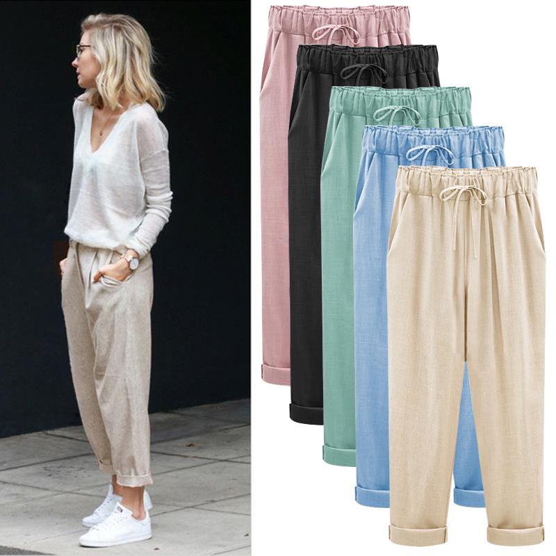 Plus Fat Plus Size Women's Pants Spring and Summer Nine-point Pants Thin Loose Pants Casual Pants