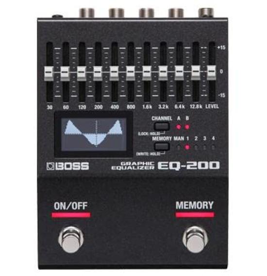 BOSS Graphic Equalizer with Two 127 User Memory MIDI Battery and a Equalizer for Live and Light Music EQ-200 10-Band EQs, Settings, Connectors, AC/AA