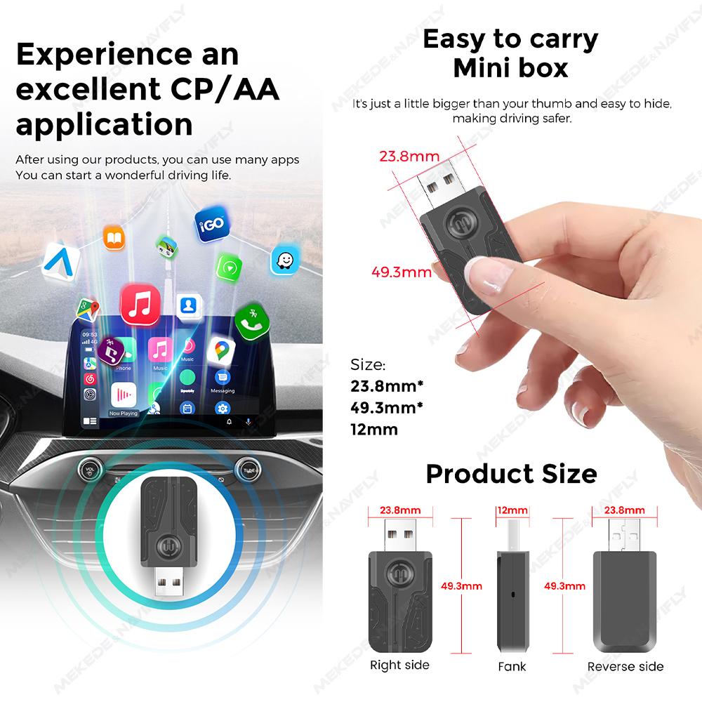 Проводной беспроводной адаптер CarPlay для Android Auto Wireless Smart Mini Box USB Plug And Play WiFi Автоматическое подключение для универсального