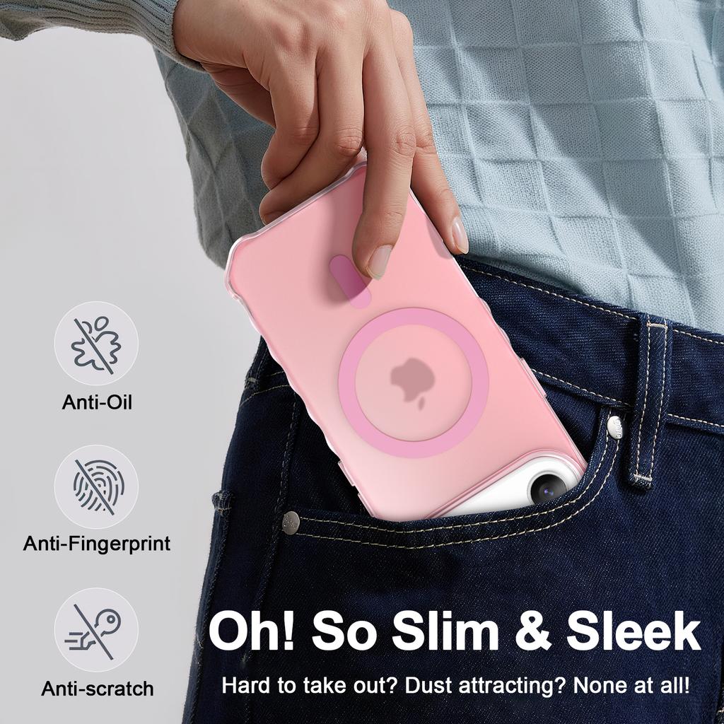 For iPhone 17 Case Compatible with MagSafe Small Wavy Edge PC+TPU Phone Cover