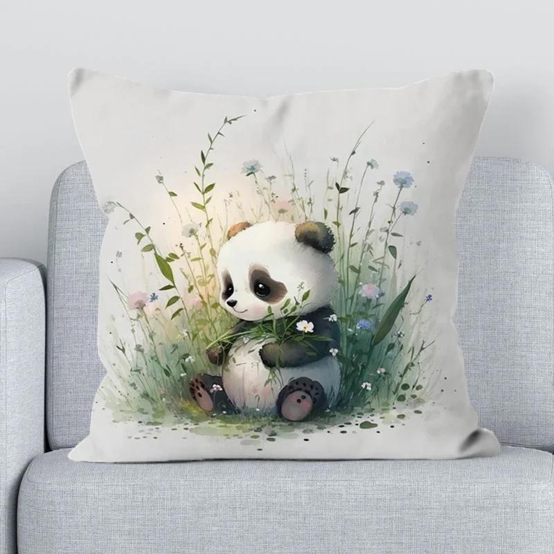 Cute Panda Pillowcase 40*40 Decorative Pillowcases Pillows for Bedroom Bed Cushion Cover 45x45cm Car Sofa Cushions Covers Pillow