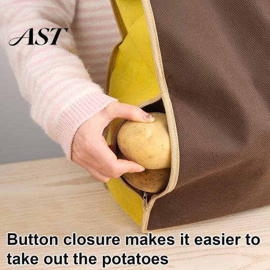 Eco Friendly Food Storage Reusable Self Sealing Potato Onion Bags, Light Blocking Bag with Side Non Woven Produce Container Zipper, Non-woven