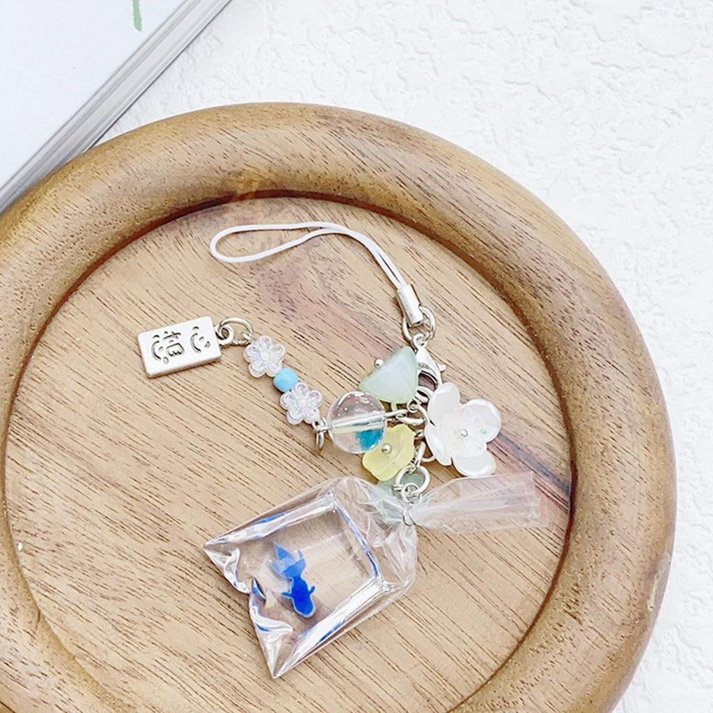 Sweet Small Fish Flowers Phone Charm Straps Car Key Hangings Pendants Fashion Bag Decoration Lanyard Purse Accessories