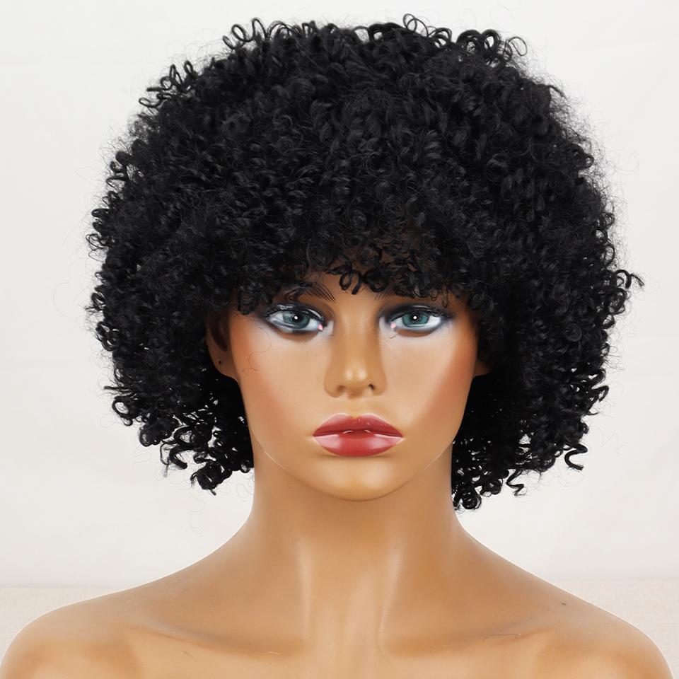 LISI HAIR Афро-женский короткий кудрявый серый парик с челкой из синтетического волокна, черный, серый, коричневый цвет, короткий вьющийся парик