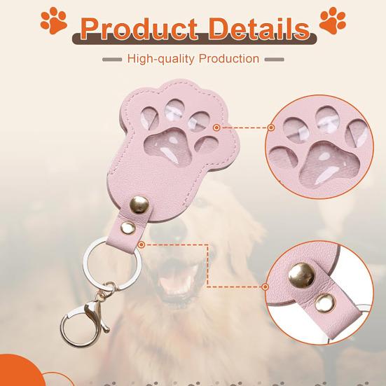 Pet Memorial Keychain Pendant Dog Cat Claw Design Faux Leather Pet Hair Memorial Keychain Pet Accessory