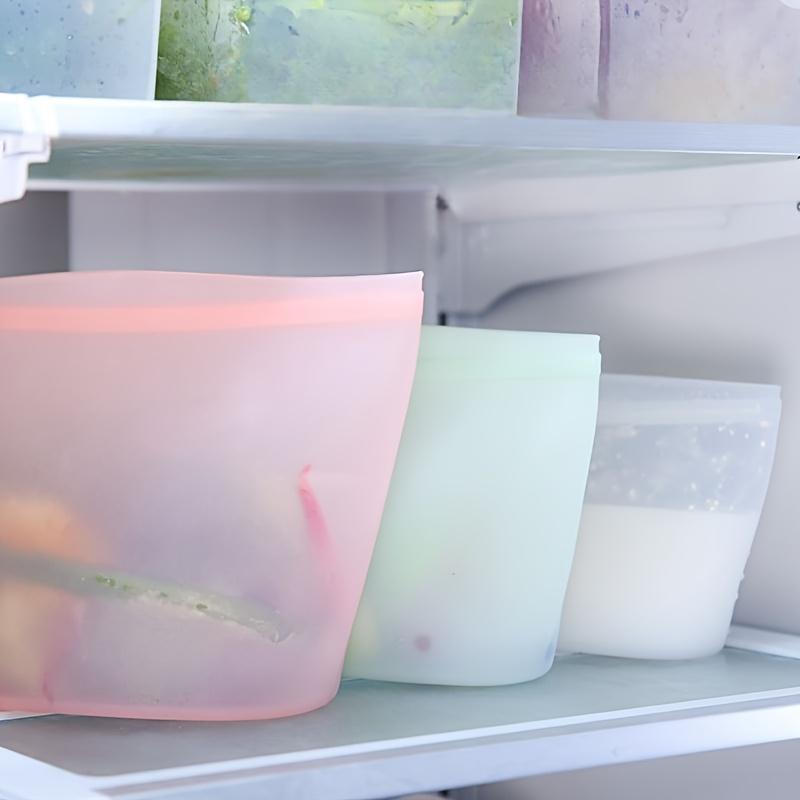 3PCS Silicone Food Storage Bag Reusable Stand Up Zip Leakproof Containers Fresh Bag Food Storage Fresh Wrap Ziplock