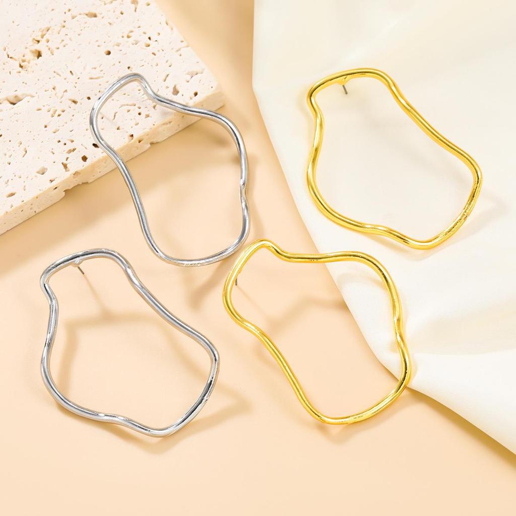 Геометрические металлические серьги в европейском и американском стиле для женщин — нестандартный, простой, преувеличенный дизайн