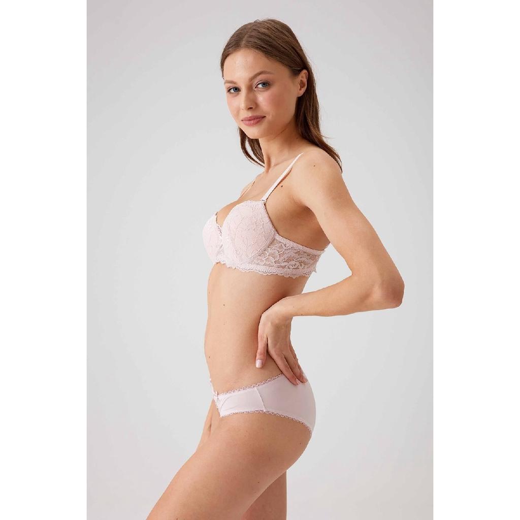 Woman Red 4561 Milan Push Up Filled Lace Dowry Bra And Pantyh