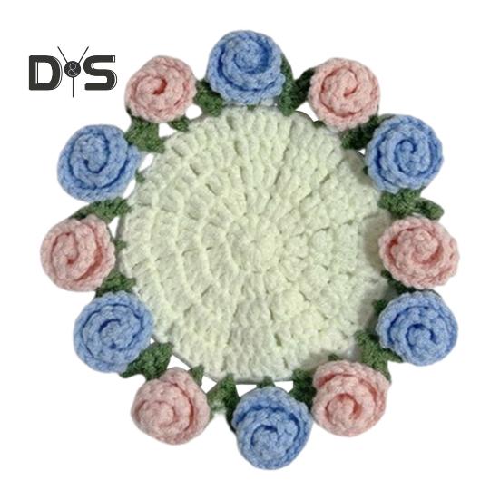 Подставка под стакан с розой ручной работы, вязаная крючком, цветочный букет, вязаные подставки, цветочный коврик для чашки, букет, подарок, декор для журнального столика