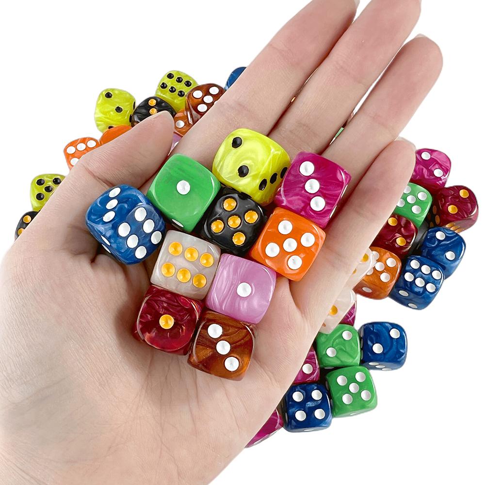 10Pcs Dice D6 16mm Gambling Dice Marble Effect Dots Dice Game Accessories Toy and Gift