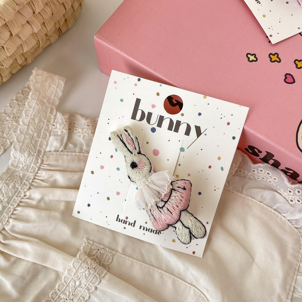 Мультяшные милые заколки для волос с кроликами, тканевые кружевные детские BB-заколки, заколки для волос для маленьких девочек, детские аксессуары для волос, головные уборы, зажимы для волос