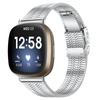 For Fitbit Versa 4/Sense 2 Replacement Smart Watch Strap 5 Beads Stainless Steel Wrist Band