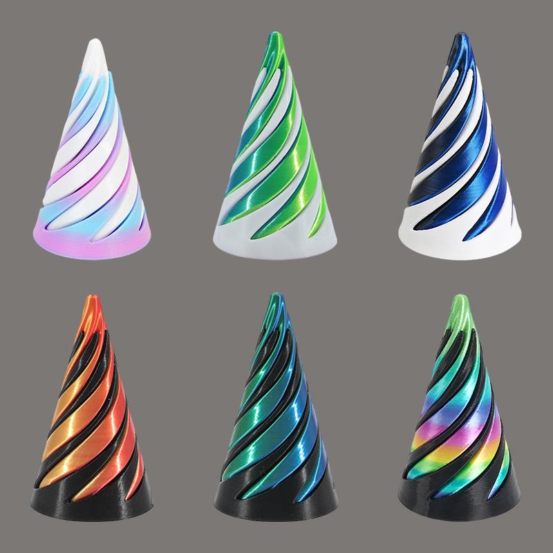2/3/5/7pc Set 3D Printed Spiral Cone Prelearning 3D Printed Toy Spiral Pyramid Fidget Toy Stress Relief Christmas Gifts Ornament