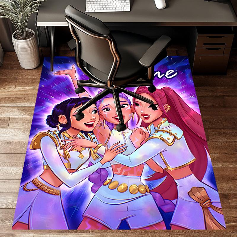 Custom KPop Demon Hunters Mat Personalized Name, Polyester Washable Indoor Entryway Rug, Gift for Christmas, Easter, Thanksgiving Day