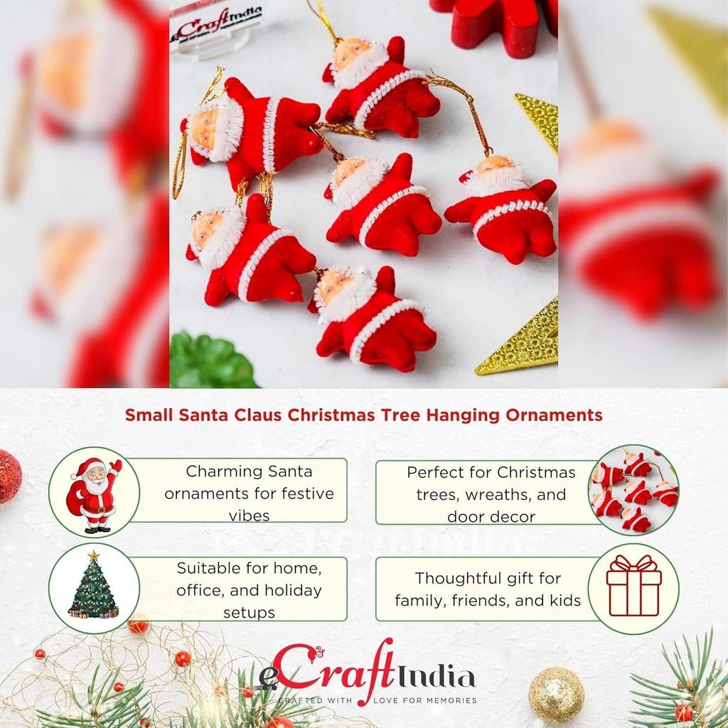 Маленький Дед Мороз Рождественский Декор Подвесные Украшения на Елку (Упаковка из 6 шт.) Реквизит Новогодние украшения для дома, офиса, рождественские подарки
