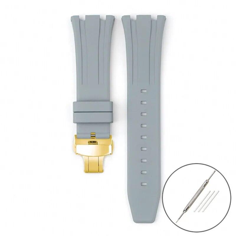 Ремешок из фторкаучука для Audemars Piguet Royal Oak 15400 15500 26331, мужской мягкий ремешок с пряжкой-бабочкой из FKM, сменный ремешок для часов AP 26 мм