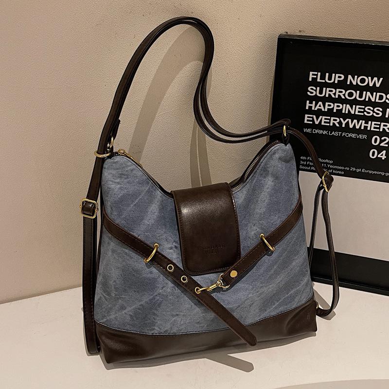 Ретро сумка-мессенджер контрастного цвета большой вместимости для通勤, женская, новая коллекция осень-зима 2025, на плечо, кроссбоди, многофункциональный рюкзак