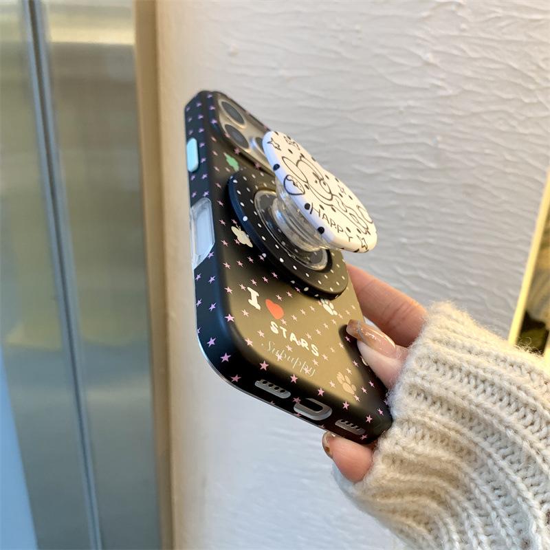 Магнитный чехол для iPhone 17/16 Pro Max/15 Pro в корейском стиле с принтом в горошек и звездами