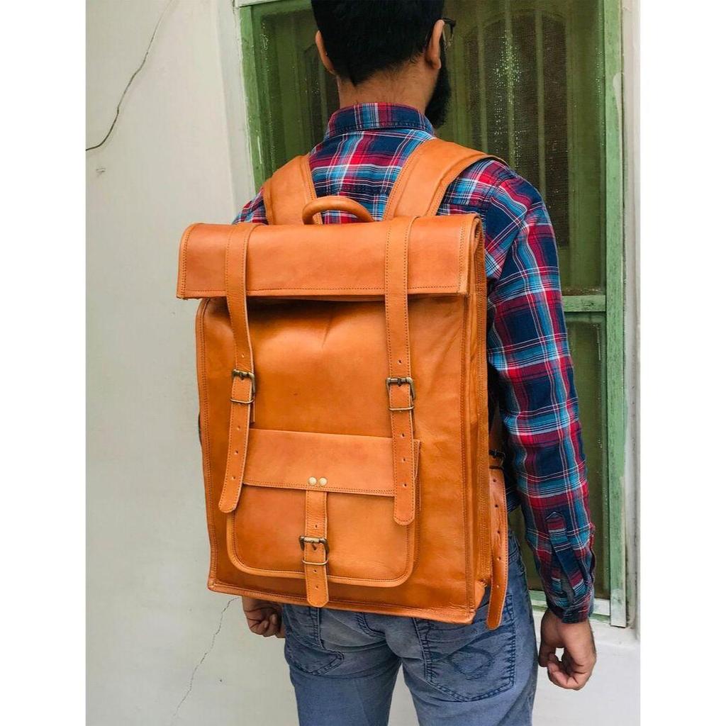 Персонализированный кожаный рюкзак, дорожный рюкзак, кожаный рюкзак с откидной крышкой, сумка для ноутбука ручной работы, винтажная сумка в деревенском стиле, подарок для мужчин и женщин