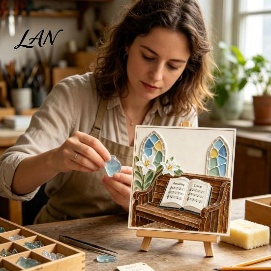 Unique Handmade Gift for Friends Sunday Traditions Sea Glass Art Kit, DIY Mosaic Kit Morning Craft Adults Teens, Home Decor Tranquil Projects