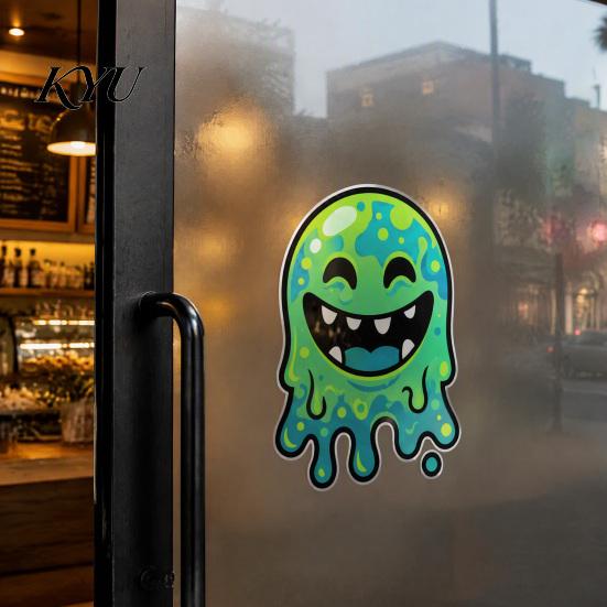 Halloween Party Window Accents Ghost Static Clings, Cartoon Glass Stickers Glue Free Decoration for Door Mirror, Reusable Spooky Decorations