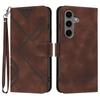 For Samsung Galaxy S24+/Galaxy S25+ Wallet Case Line Imprinted PU Leather Phone Cover with Strap