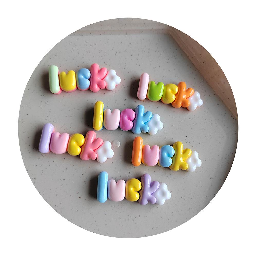 Lovely LUCK Letter Resin Mini Charms Flatback Stickers for Nail Art Ornaments Diy Accessories