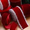 Ручная Красная Бархатная Рождественская Ленточная Бант с Белыми Краями для Упаковки Подарков