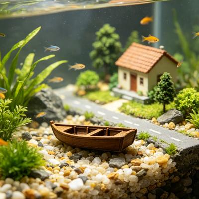 3D-печатная модель винтажной деревянной лодки, деревенская фигурка старого рыболовного судна для полки, морской декор для рыбака, хоббиста, подарок