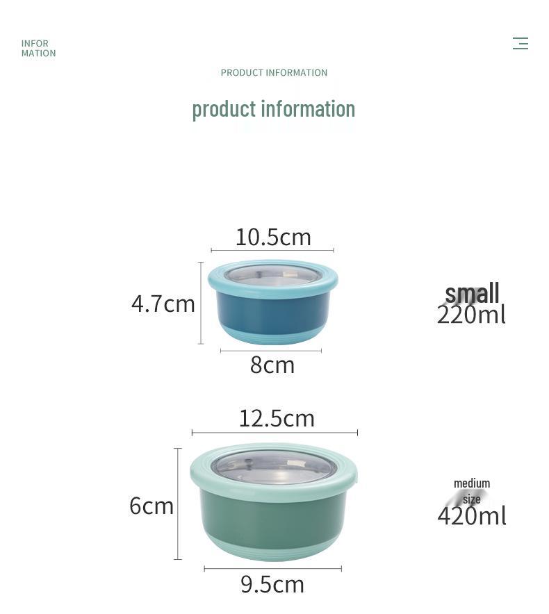 Baby Sealed Stainless Steel Bento Lunch Box - Anti-slip Round Noodle Bowl