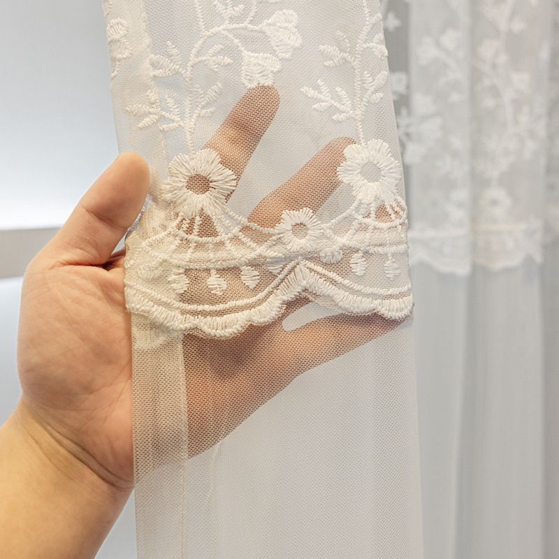 Красивая вышитая прозрачная занавеска, простая вышитая мелкая цветочная белая тонкая прозрачная занавеска для окна в европейском стиле