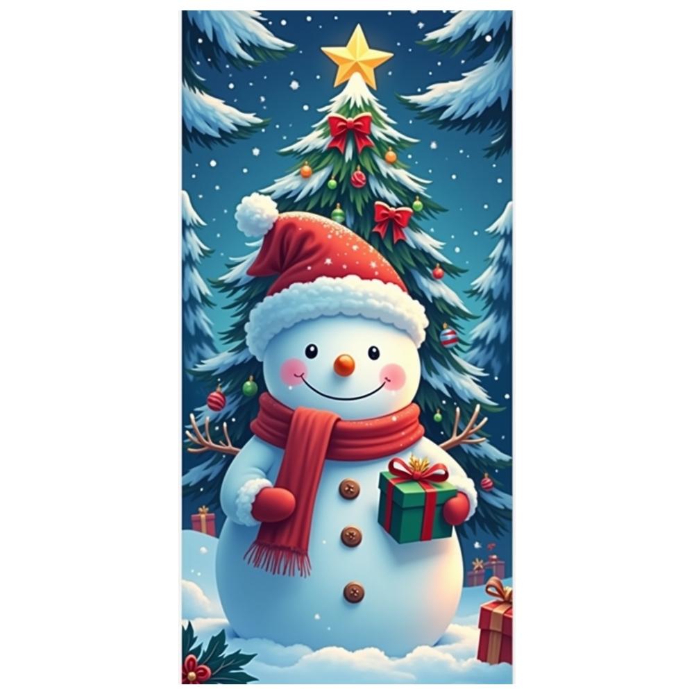 Xmas Backdrop Festive Atmosphere Snowman Banner Christmas Banner Green Pine Trees Snowman Backdrop For Family Celebration Xmas